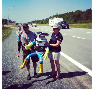 Illustration for article titled hitchBOT's Epic 3,800 Mile Journey Across Canada Has Officially Begun
